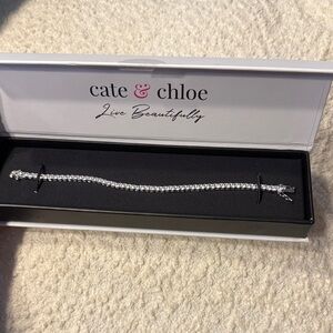 Cate & Chloe 18K White Gold Plated Tennis Bracelet CZ Crystals – New in Box